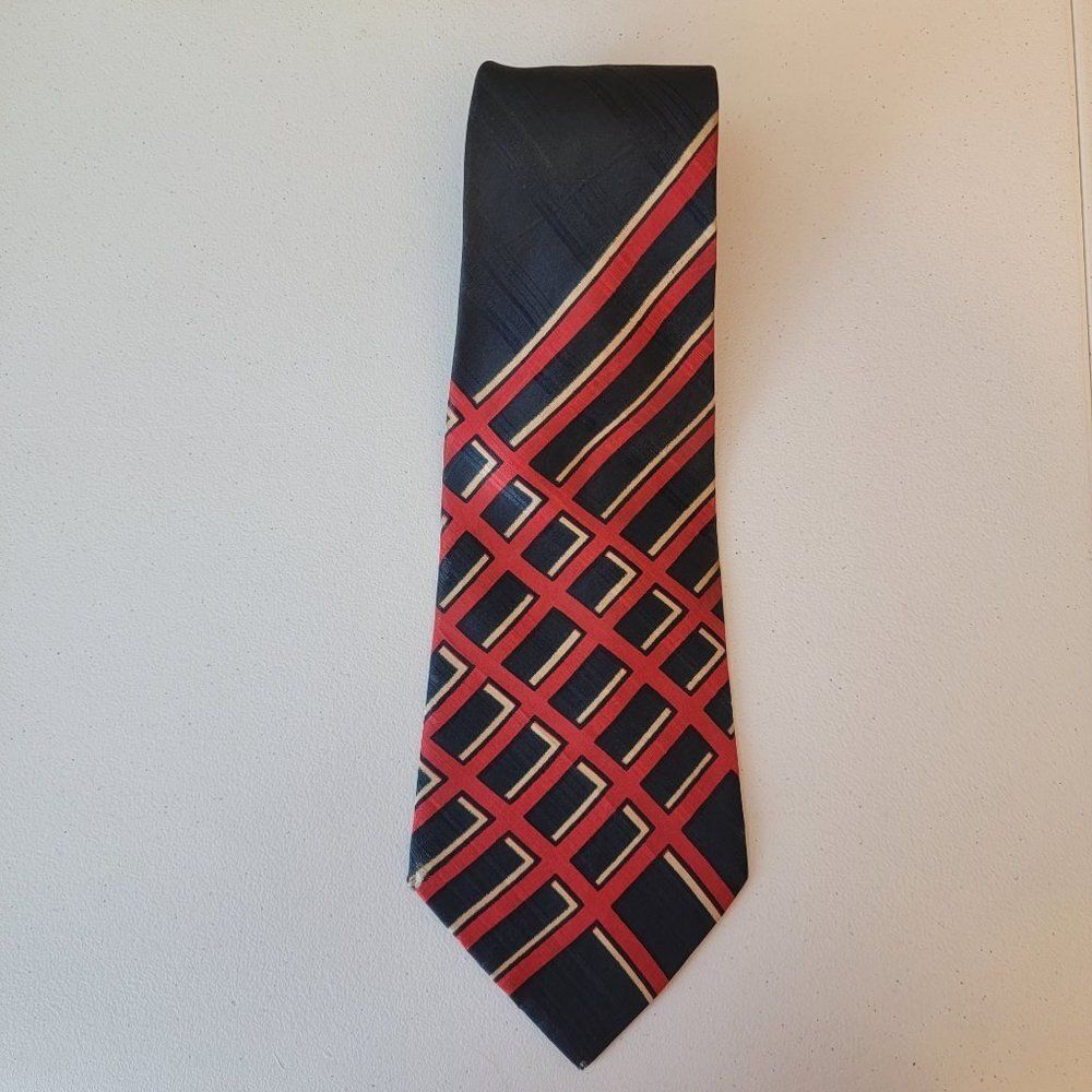 Pearl Vintage Blue Red 100% Silk Made in China Necktie